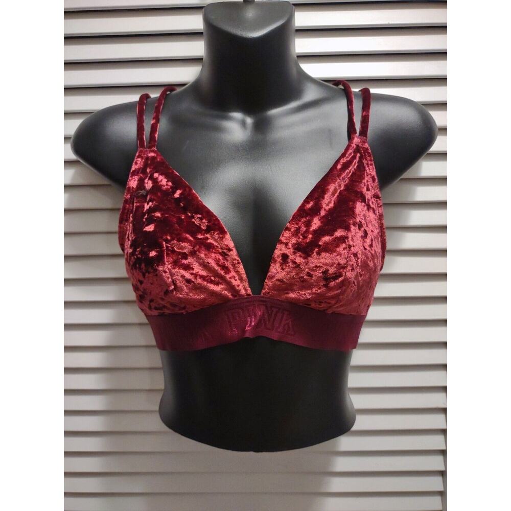 Victoria's Secret PINK Velvet Ultimate Unlined Maroon Light Support Sport Bra M